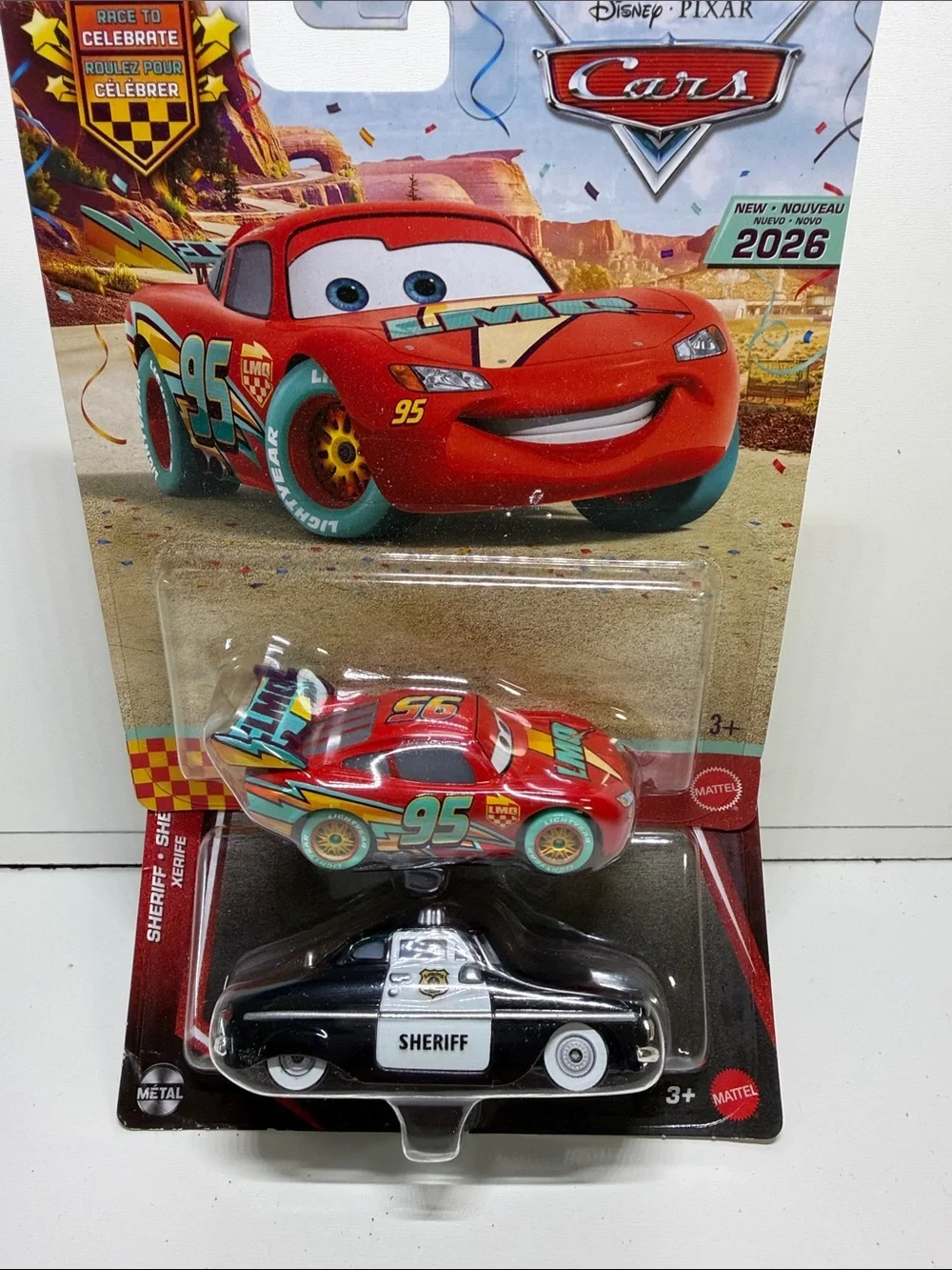 Disney Pixar Cars Lightning McQueen & Sheriff Die-Cast Car Set - Red & Black